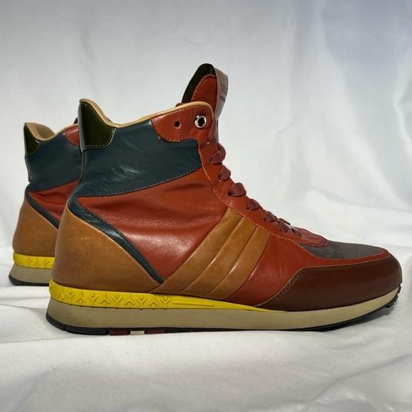 BALLY Asiaki Colorblock Leather High-Top Trainers Sneaker in Pumpkin * US Sz 8.5 - Picture 2 of 16